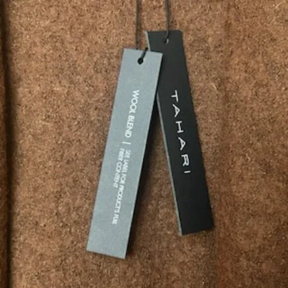 NWT Premium Quality Wool Blend Trendy Brown Open Coat With Oversized Pockets - Picture 7 of 13